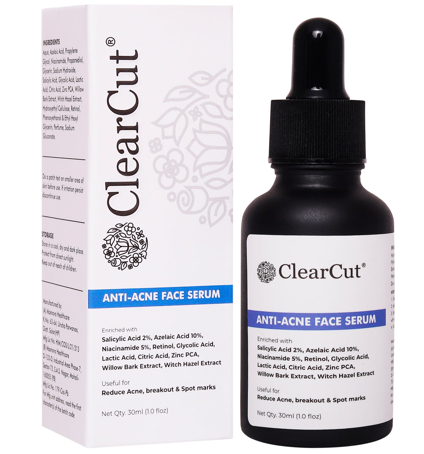 ClearCut Anti Acne face serum Salicylic Acid Azelaic acid Niacinamide Retinol