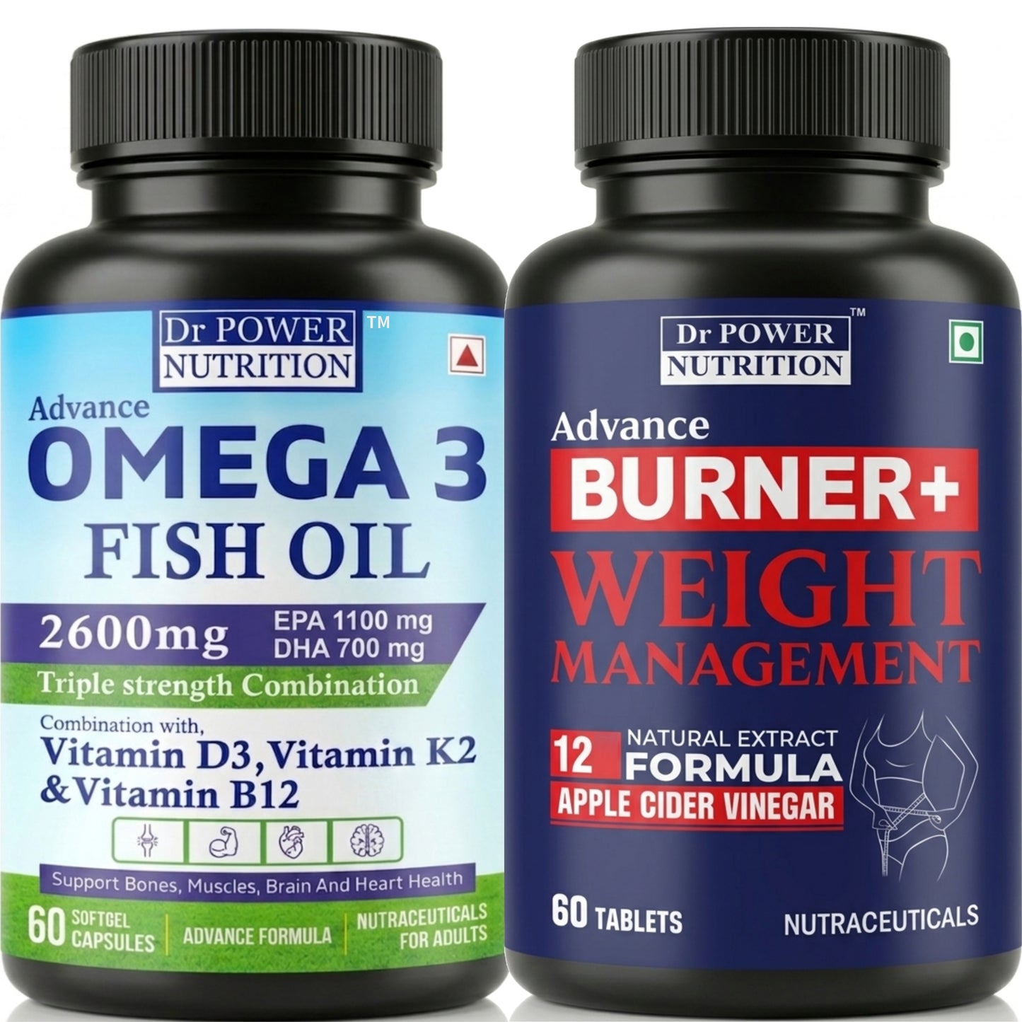 Combo Pack Dr Power Nutrition Fat Burner Tablet + Omega 3 softgel Capsule