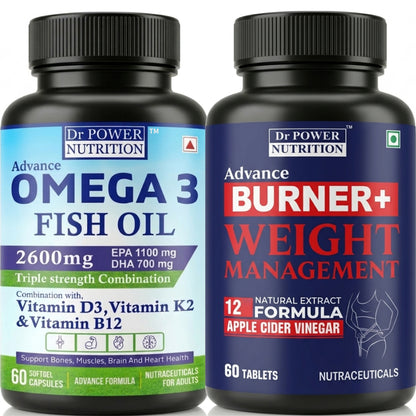Combo Pack Dr Power Nutrition Fat Burner Tablet + Omega 3 softgel Capsule